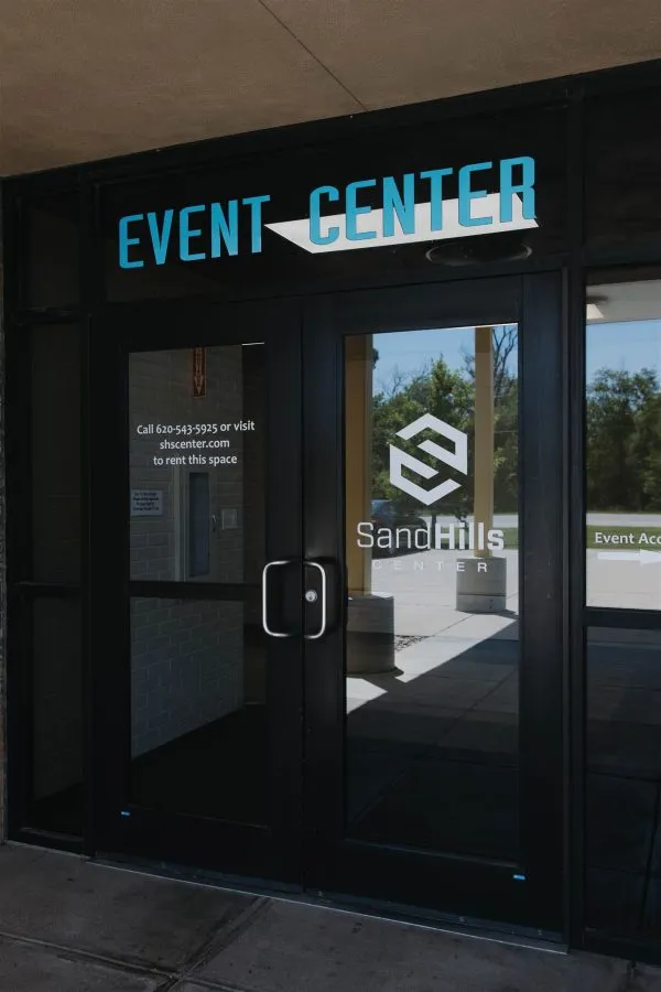 The SandHills Event Center entrance doors
