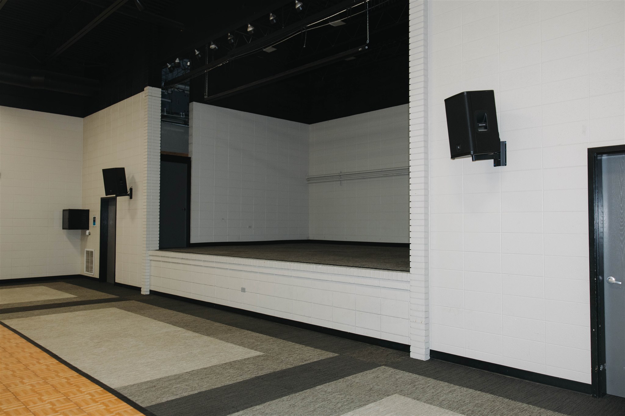 The built-in stage at SandHills Event Center